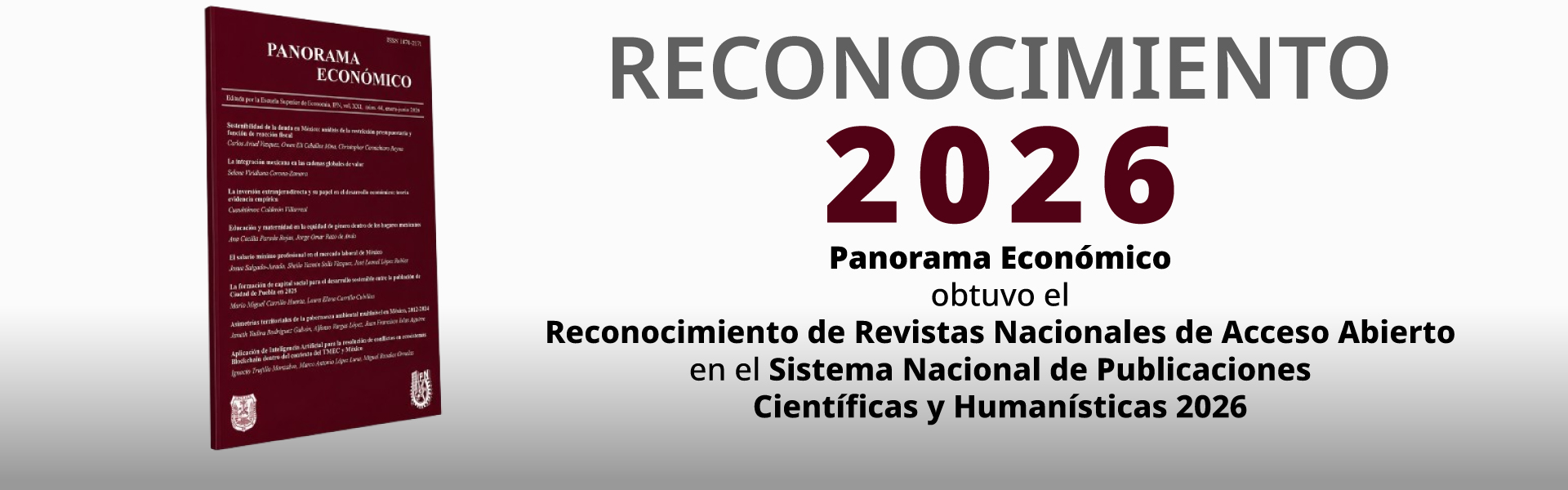 Reconocimiento Revista Panorama Económico